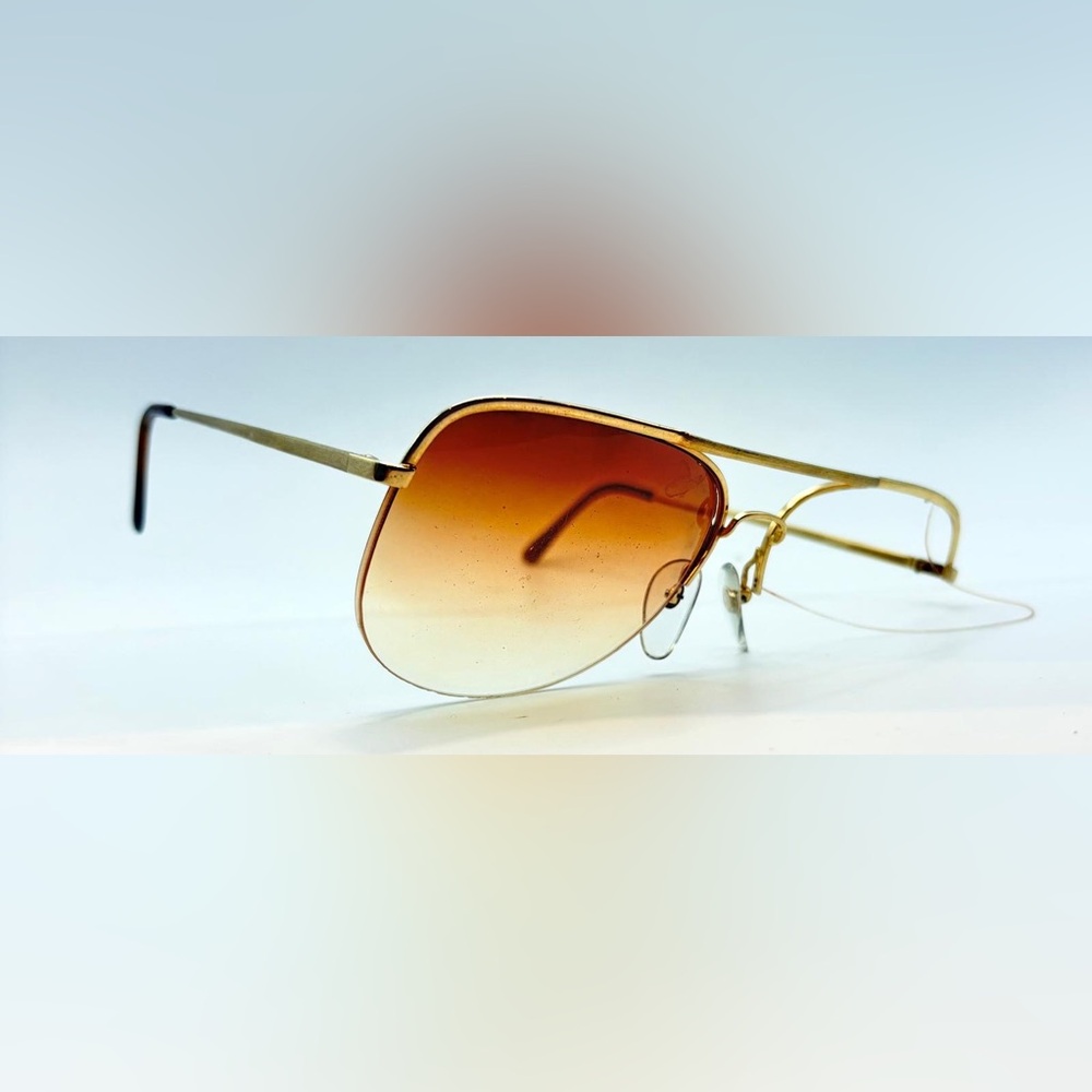 Vintage Nylon Gold Pilot Half-Rim Sunglasses Frames Only
